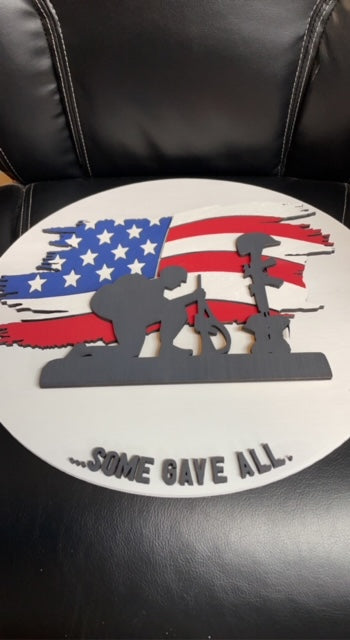 3D American Flag and Soldier