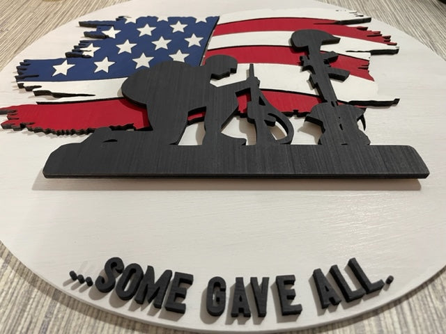 3D American Flag and Soldier
