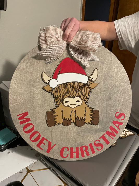 3D Cow Mooey Christmas Sign