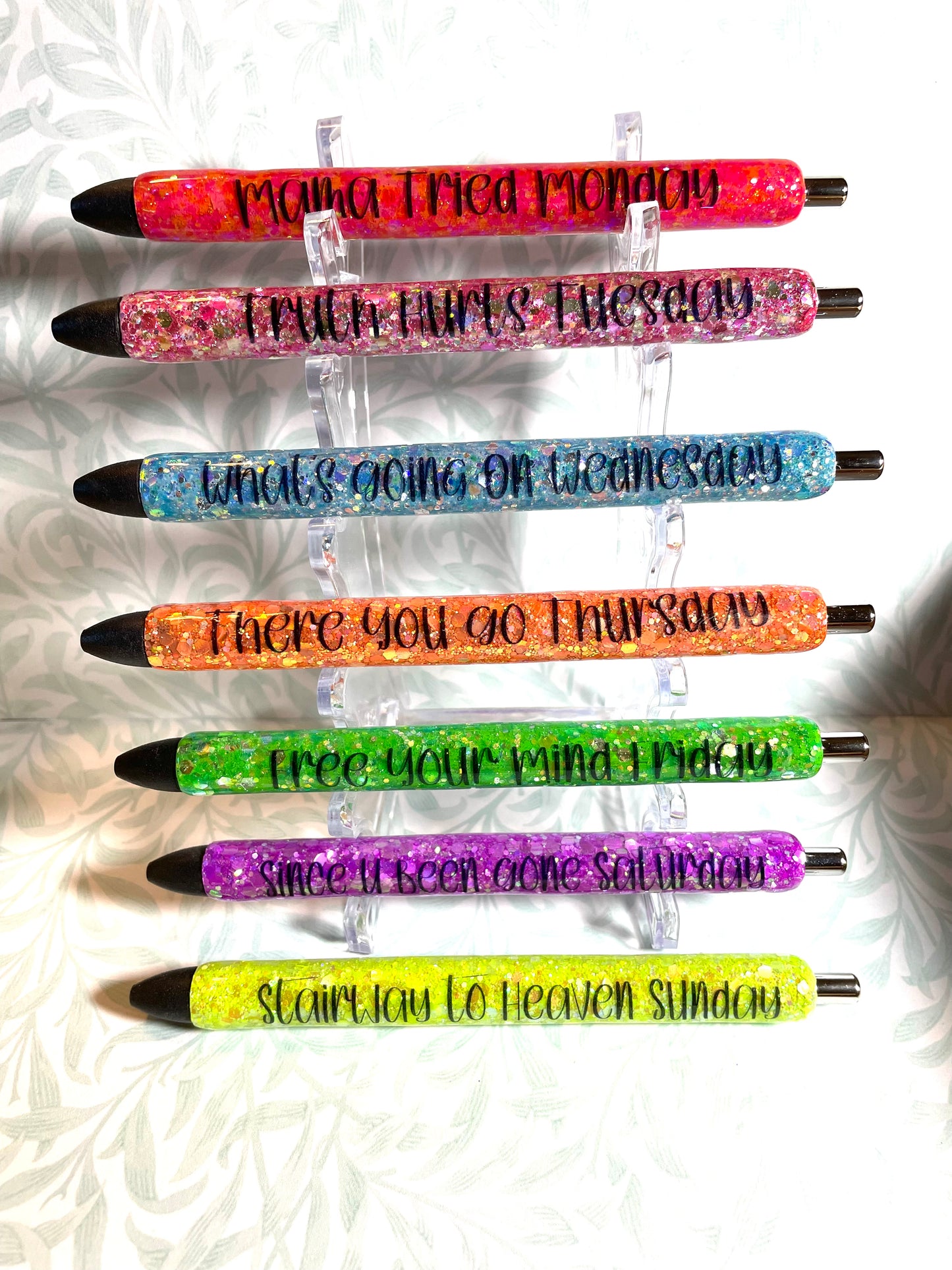 Music Day of Week resin pen set