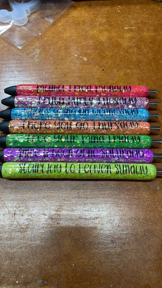 Music Day of Week resin pen set