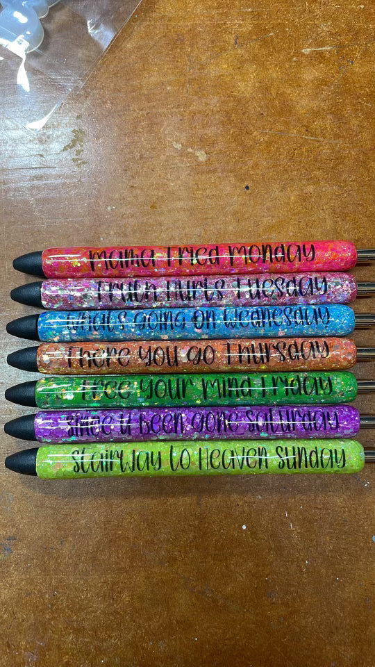 Music Day of Week resin pen set