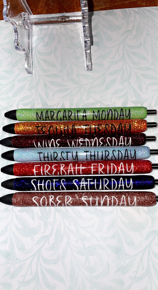 Party Day of Week resin pen set