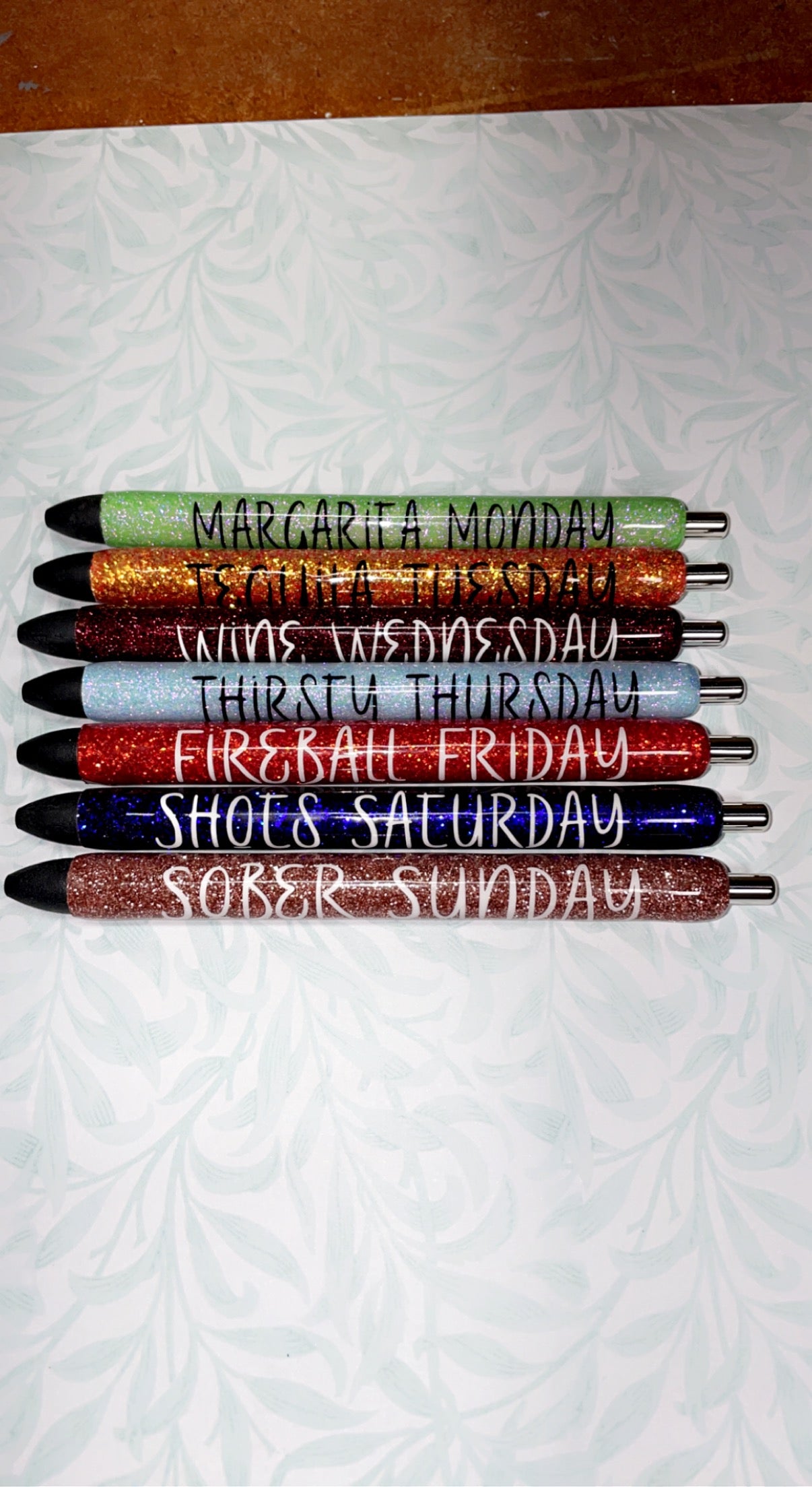 Party Day of Week resin pen set