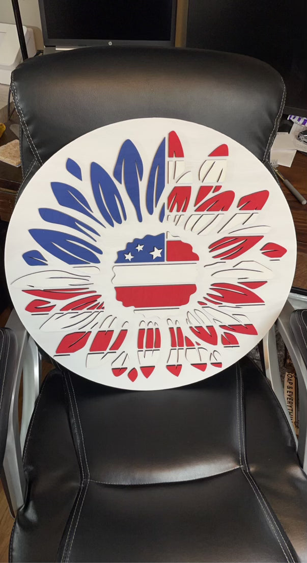 3D American Flag Sunflower