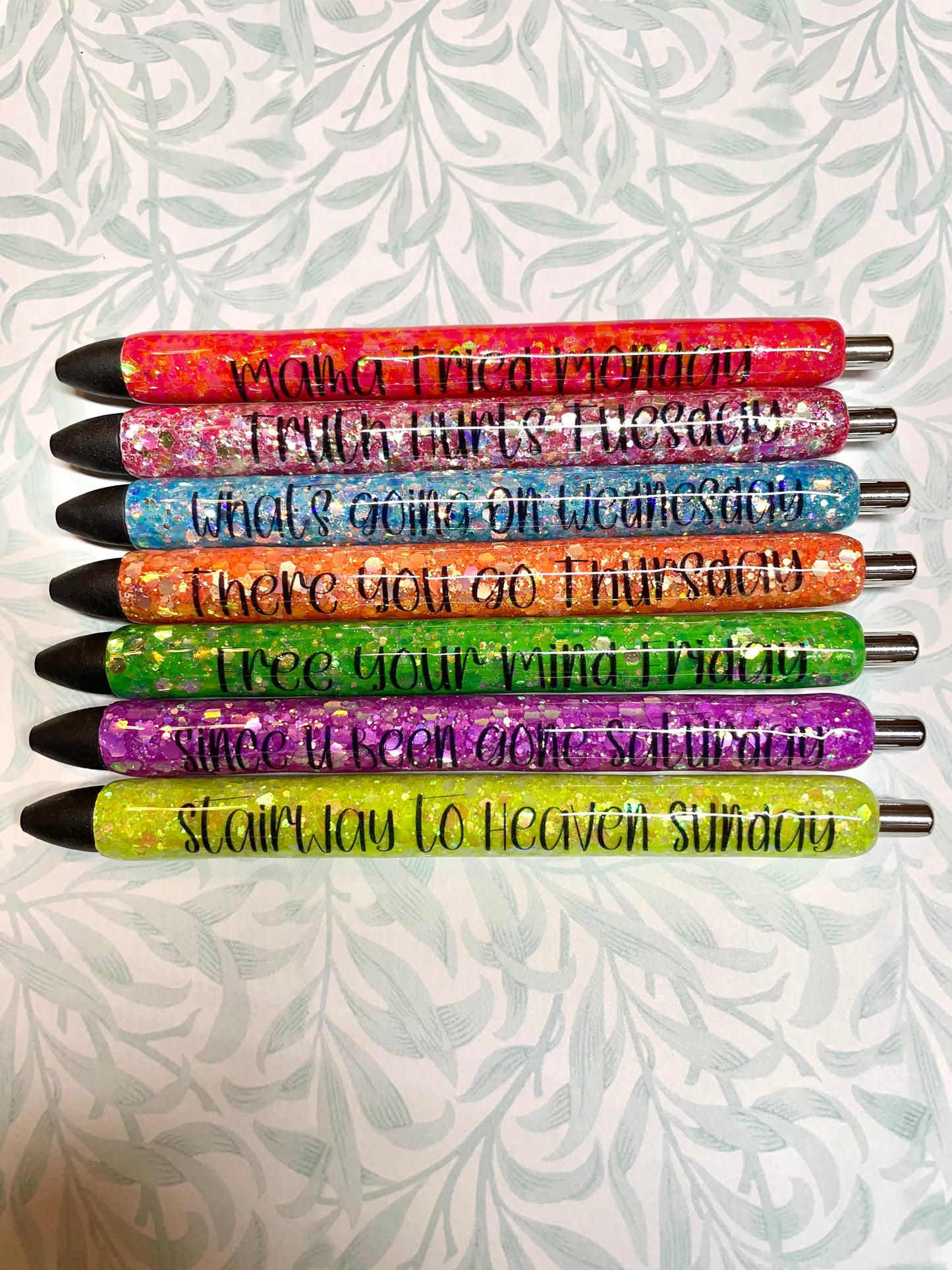 Music Day of Week resin pen set