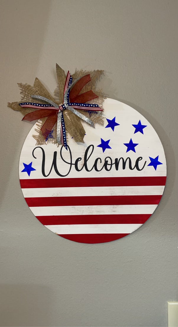 Welcome Patriotic door hanger