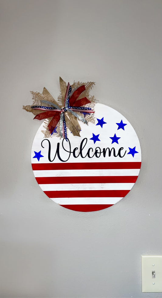 Welcome Patriotic door hanger