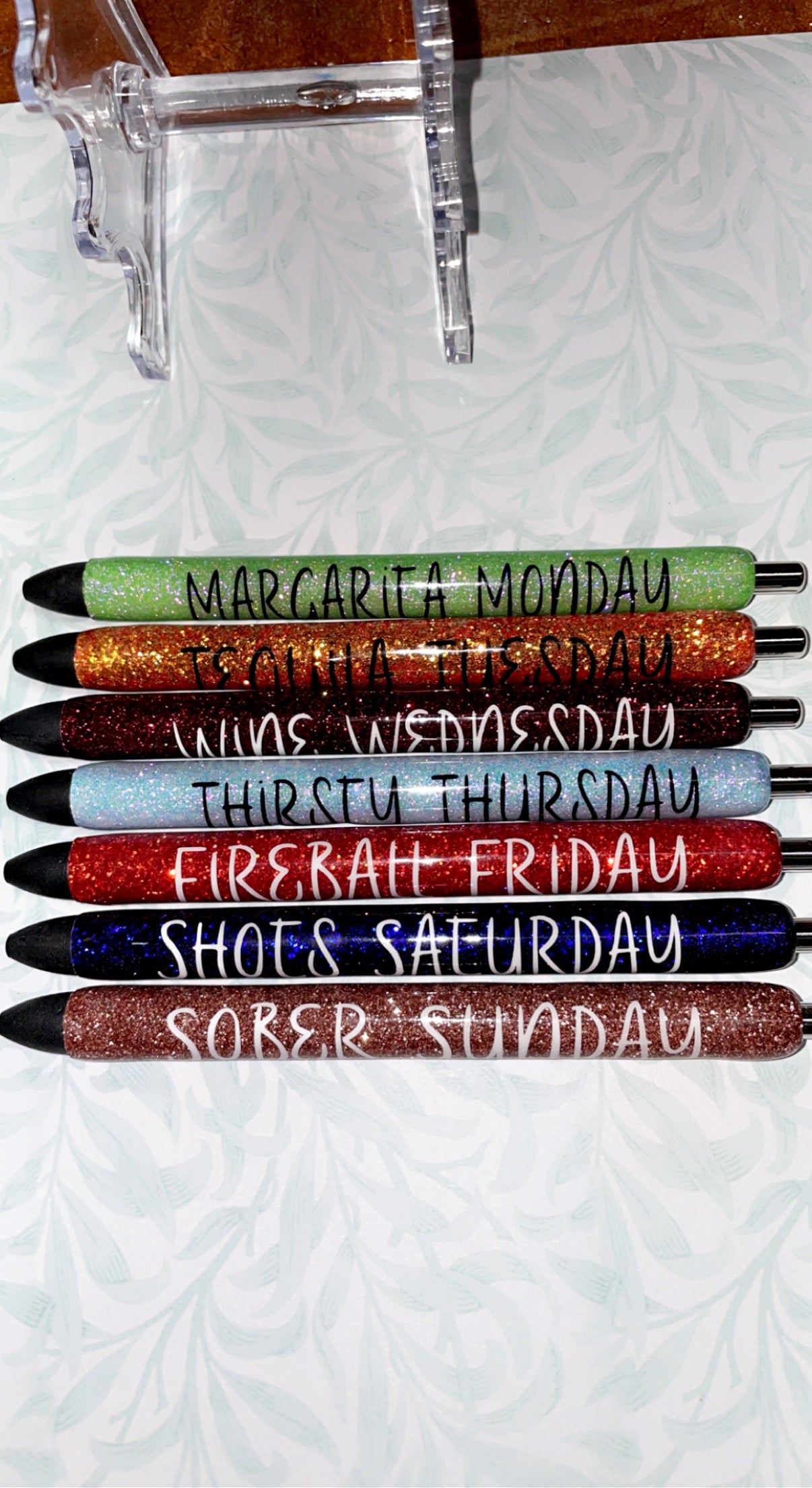 Party Day of Week resin pen set