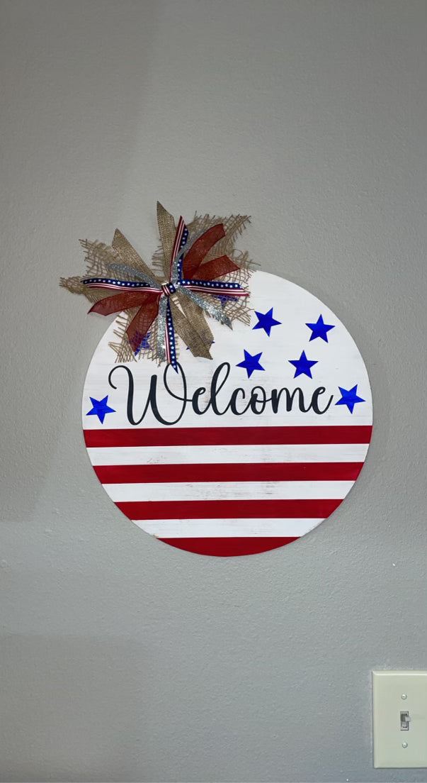 Welcome Patriotic door hanger